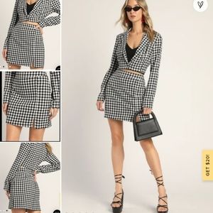 Lulu's Hide and Go Chic Black Gingham Mini Skirt size XL new with tag